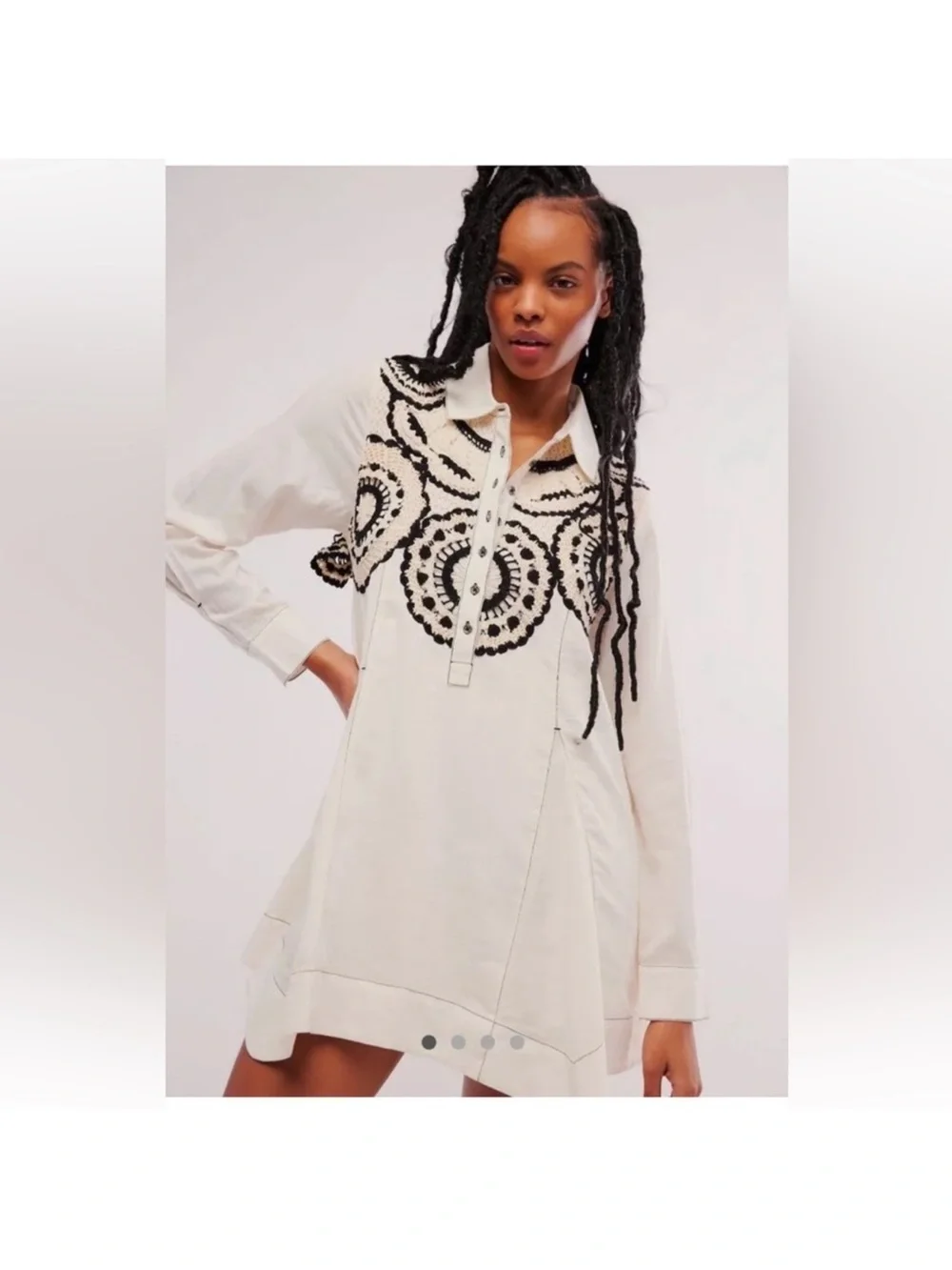 NWOT Free People Mirage Crochet Mini Dress in Ivory
